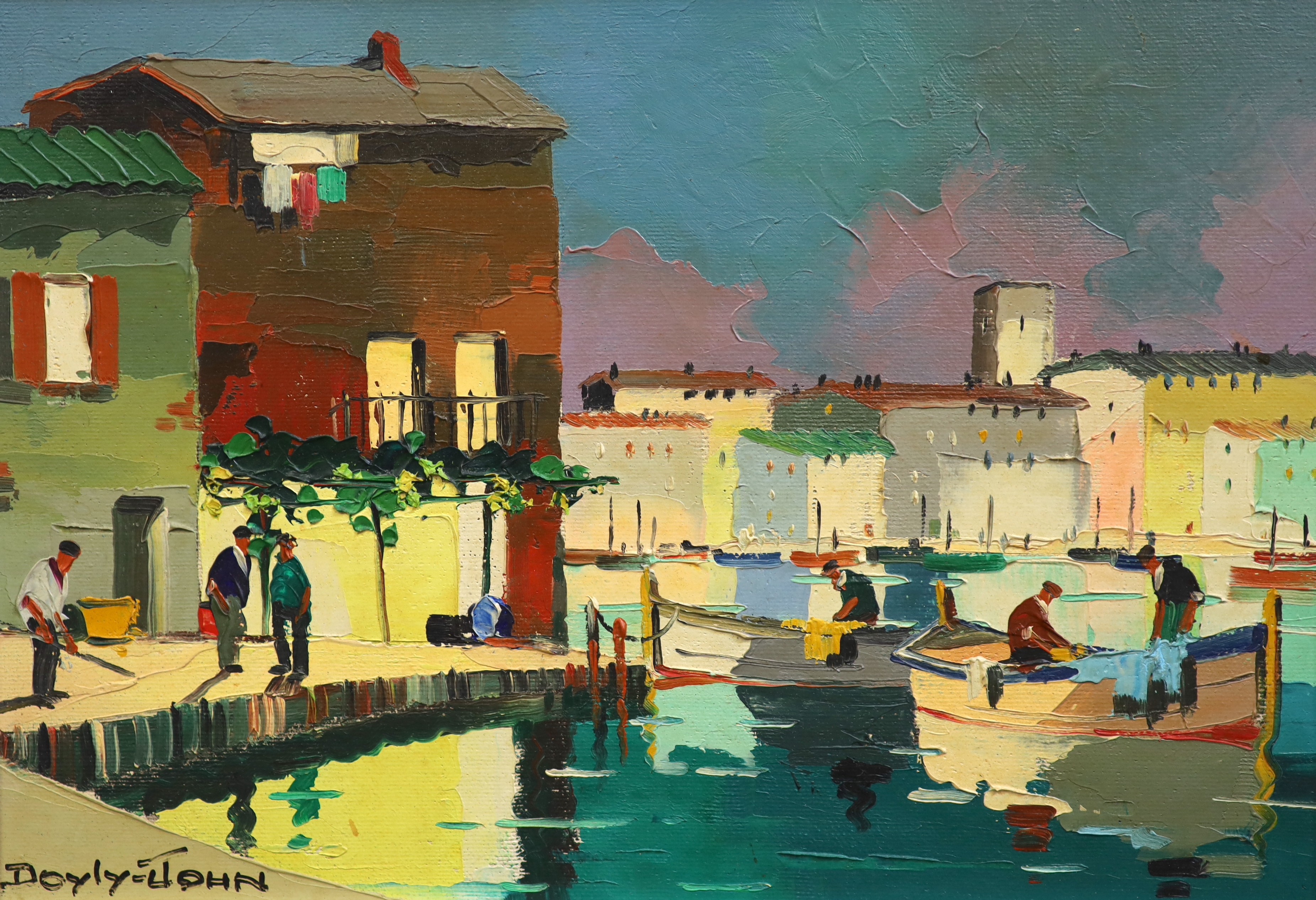 Cecil Rochfort D'Oyly John (British, 1906-1993), Mediterranean harbour scene, oil on canvas, 24 x 35cm